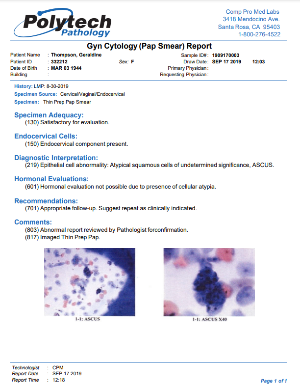 Cytology Sample Report